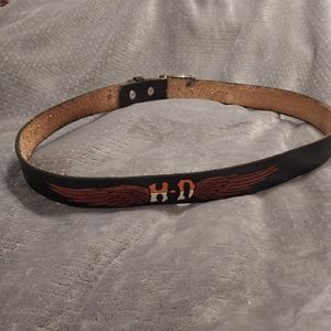 HD Harley Davidson 40 inch Leather Belt Black Handtooled Embossed Bikercore
